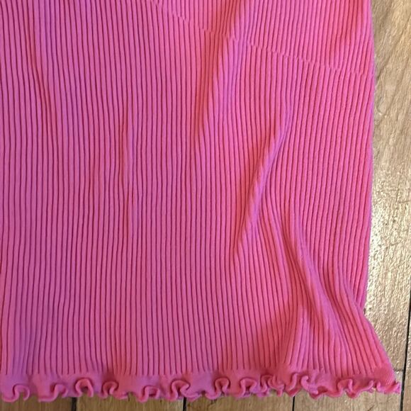 Ambiance Women’s Light Coral Pink Frilled Edge Crop Spaghetti Strap Tank Top M/L - Picture 4 of 7